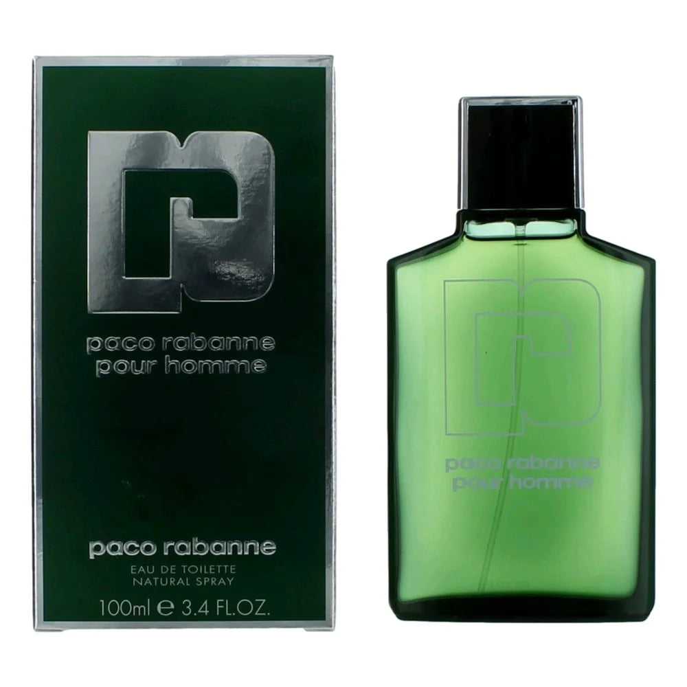 Paco Rabanne Pour Homme Eau de Toilette 3.4 oz bottle and box