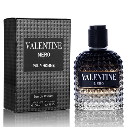 Valentine Nero for Men, Woody Aromatic Cologne, 3.4 Fl Oz