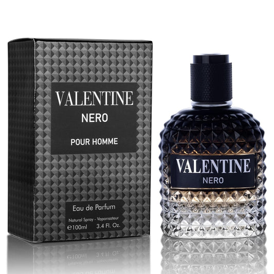 Valentine Nero for Men, Woody Aromatic Cologne, 3.4 Fl Oz