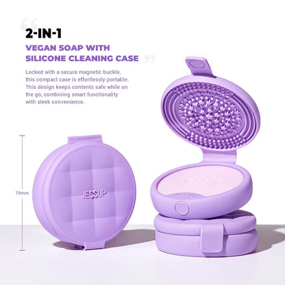 Jessup Silicone Makeup Brush Cleaner Mat with 2 Solid Soaps - Model A013