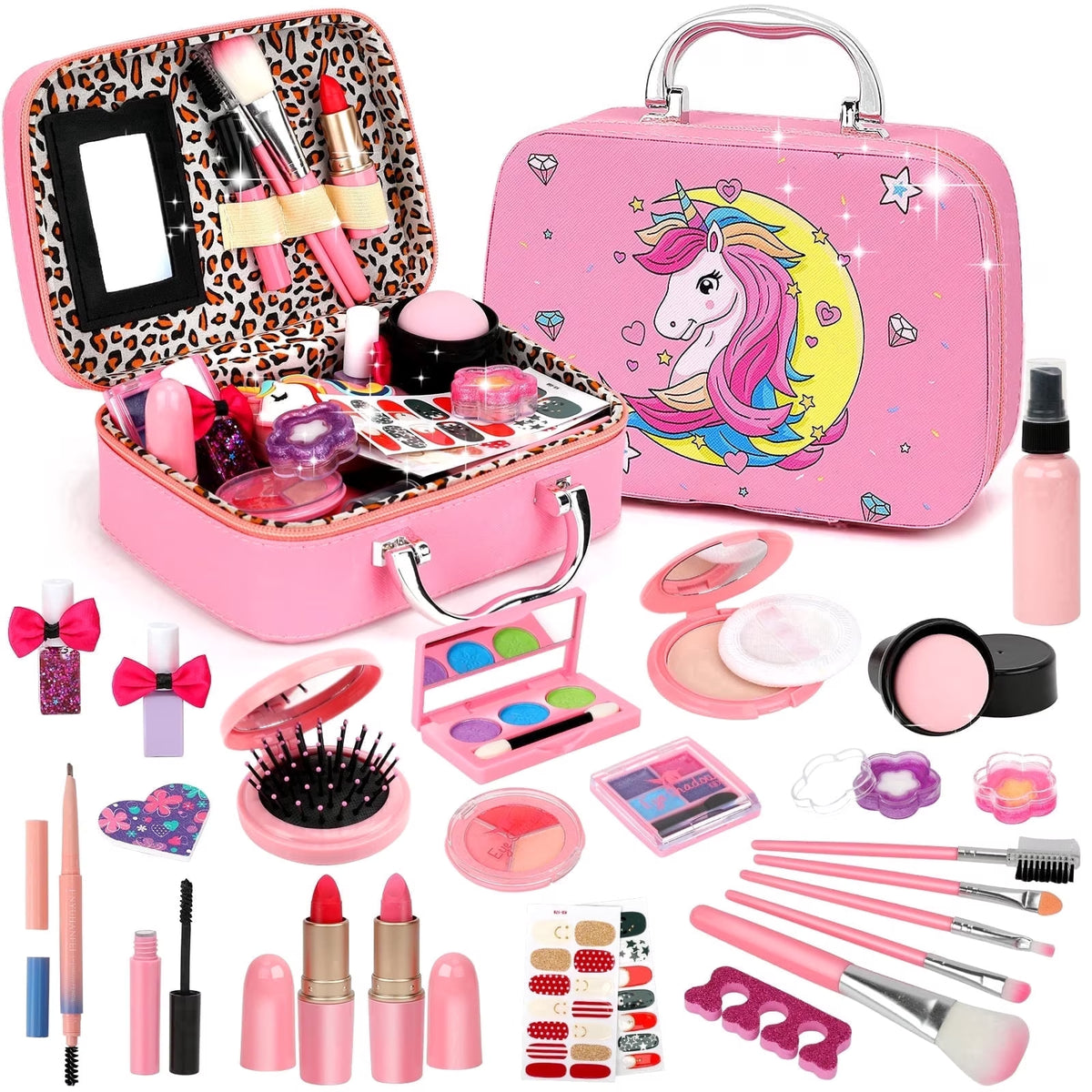 Children's Washable Makeup Kit - Princess Dress-Up Toys for Girls Ages 3-12, Ideal Birthday Gift