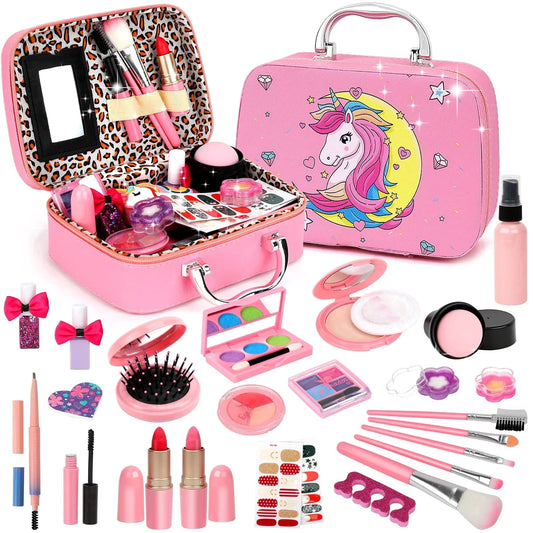 Children's Washable Makeup Kit - Princess Dress-Up Toys for Girls Ages 3-12, Ideal Birthday Gift
