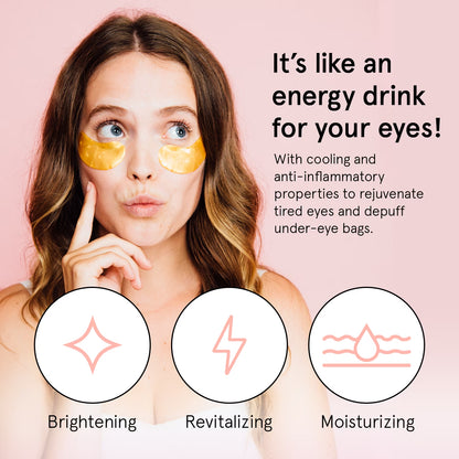 Energizing Gold Under Eye Masks - 6 Pairs of Gel Patches for Dark Circles, Puffiness, Wrinkles, and Undereye Bags
