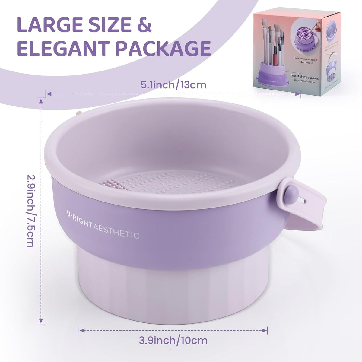 3-in-1 Silicone Makeup Brush Cleaning Bowl and Mat (Purple)