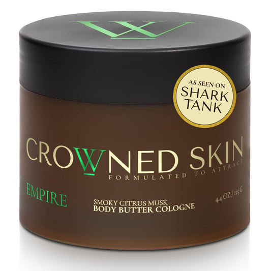 Crowned Skin Empire Men's Body Butter Cologne | Smoky Citrus Musk | Featured on Shark Tank | Infused with Lemon, Lavender, Shea, and Mango Butters | Long-Lasting Fragrance | 4.4 oz