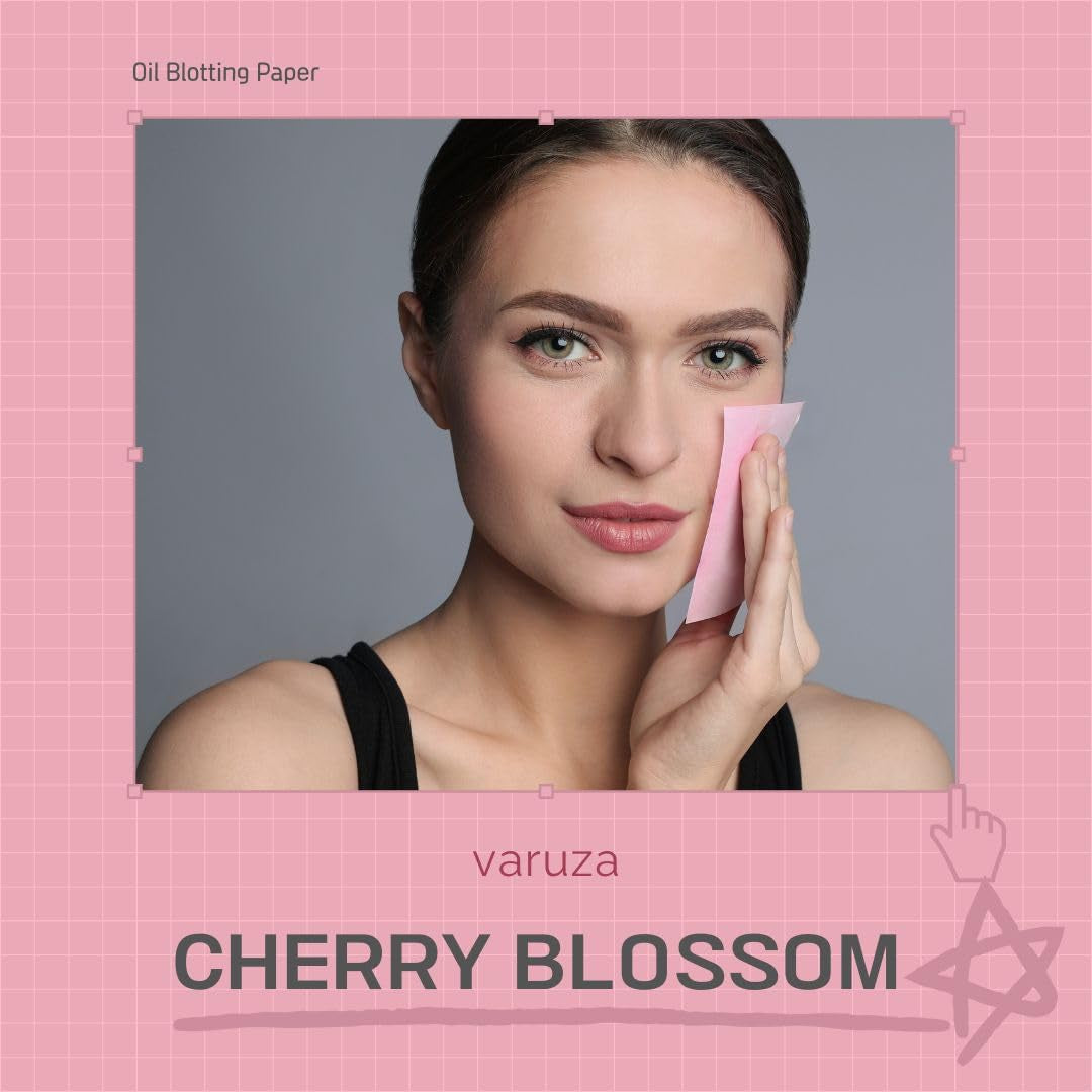 Cherry Blossom Natural Oil Blotting Paper with Mirror Case - 100 Sheets, Korean Skincare Essential