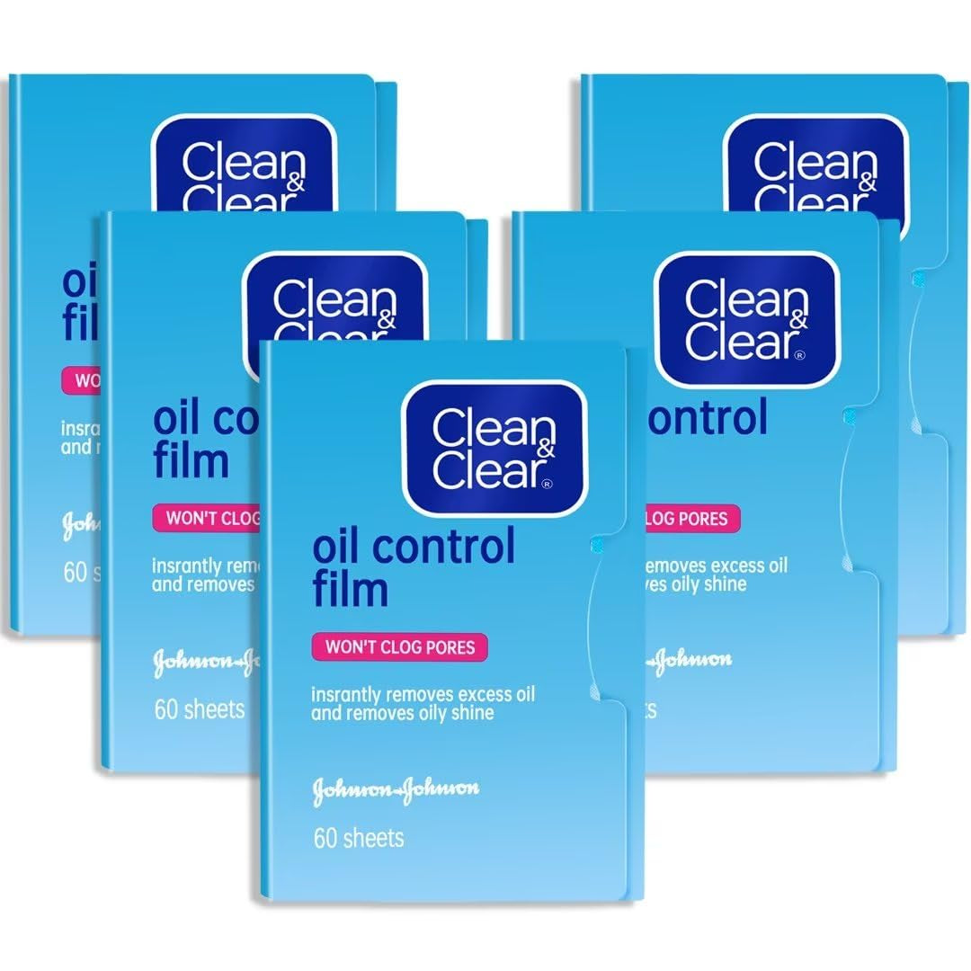 Clean & Clear Oil Control Film - 5 Packs of 60 Sheets (Total of 300 Sheets)