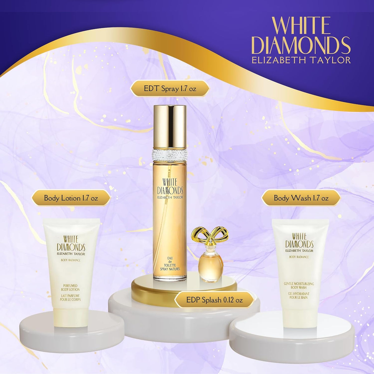 Elizabeth Taylor White Diamonds Women's Eau de Toilette 4-Piece Gift Set, 1.7 oz