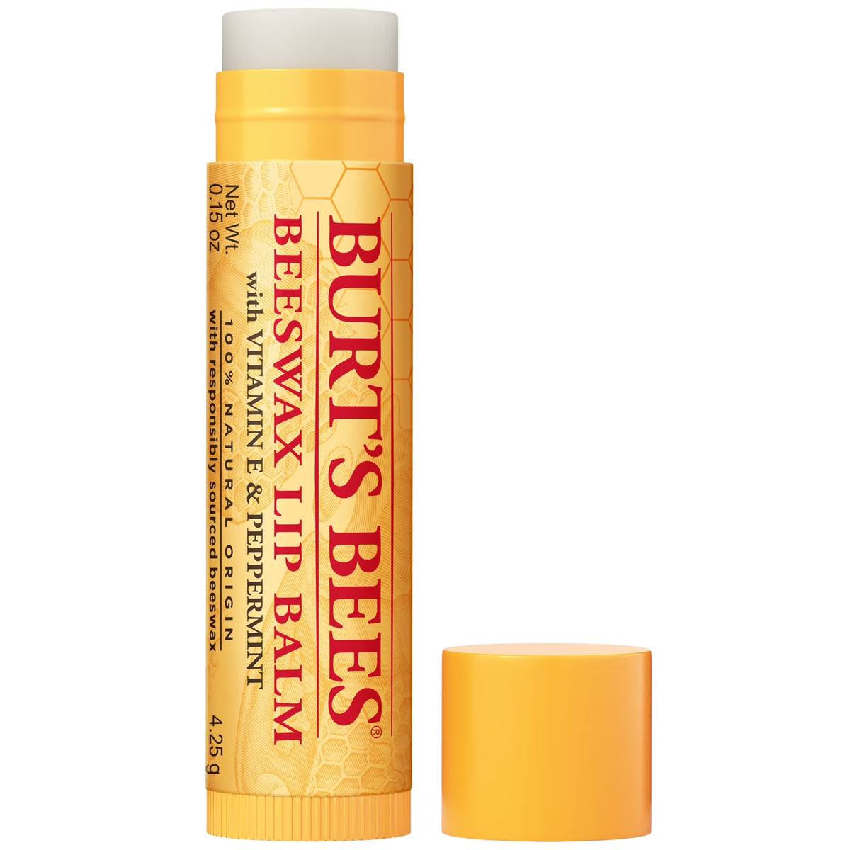 100% Natural Origin Peppermint Beeswax Lip Balm, 0.15 Oz (Single Pack)