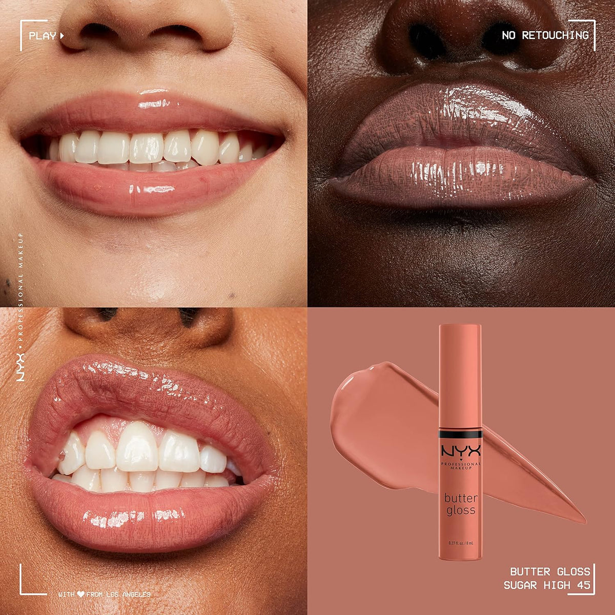 NYX PROFESSIONAL MAKEUP Butter Gloss Trio - Brown Sugar, Non-Sticky Lip Gloss (Sugar High, Spiked Toffee, Butterscotch)
