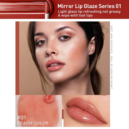MAEPEOR 8-Piece Shiny Glossy Lip Gloss Set - Non-Sticky, Moisturizing, Long-Lasting Liquid Lipstick with High Shine & Shimmer for Women and Girls (Set 01)