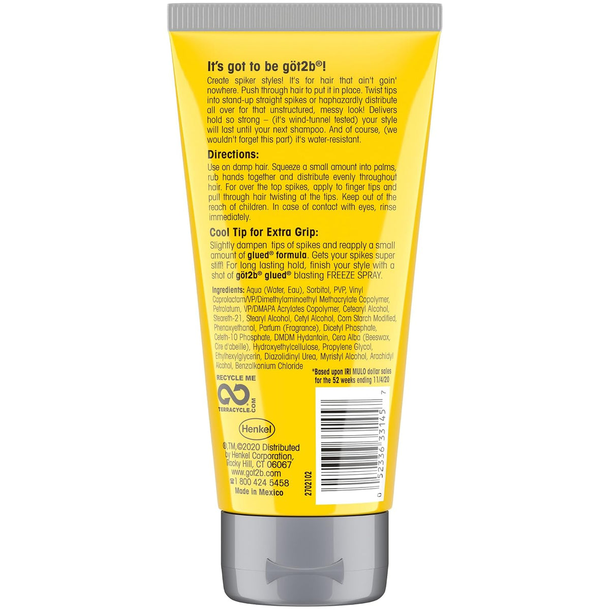 Got2B Glued Styling Spiking Hair Gel, 6 oz Tubes - Set of 2 with Bonus 1.25 oz Travel Tube