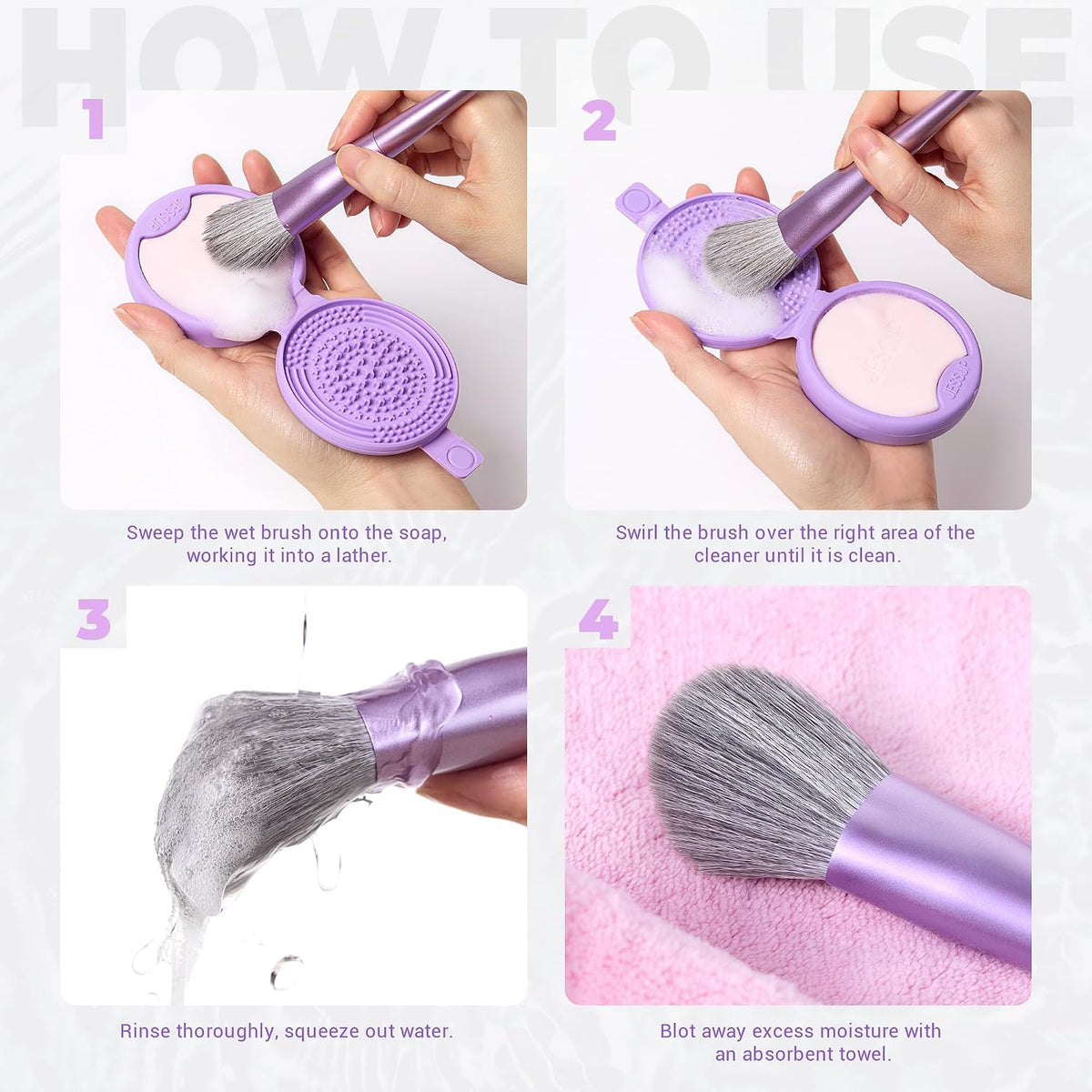 Jessup Silicone Makeup Brush Cleaner Mat with 2 Solid Soaps - Model A013