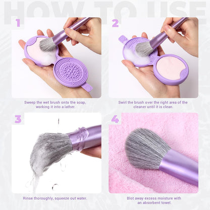 Jessup Silicone Makeup Brush Cleaner Mat with 2 Solid Soaps - Model A013