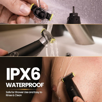 Men's Electric Body Hair Trimmer - Versatile Grooming Tool for Pubic, Beard, Chest, and Sensitive Areas with Skin-Safe Dual Blades, Waterproof Design, Rechargeable USB-C, and Three Combs