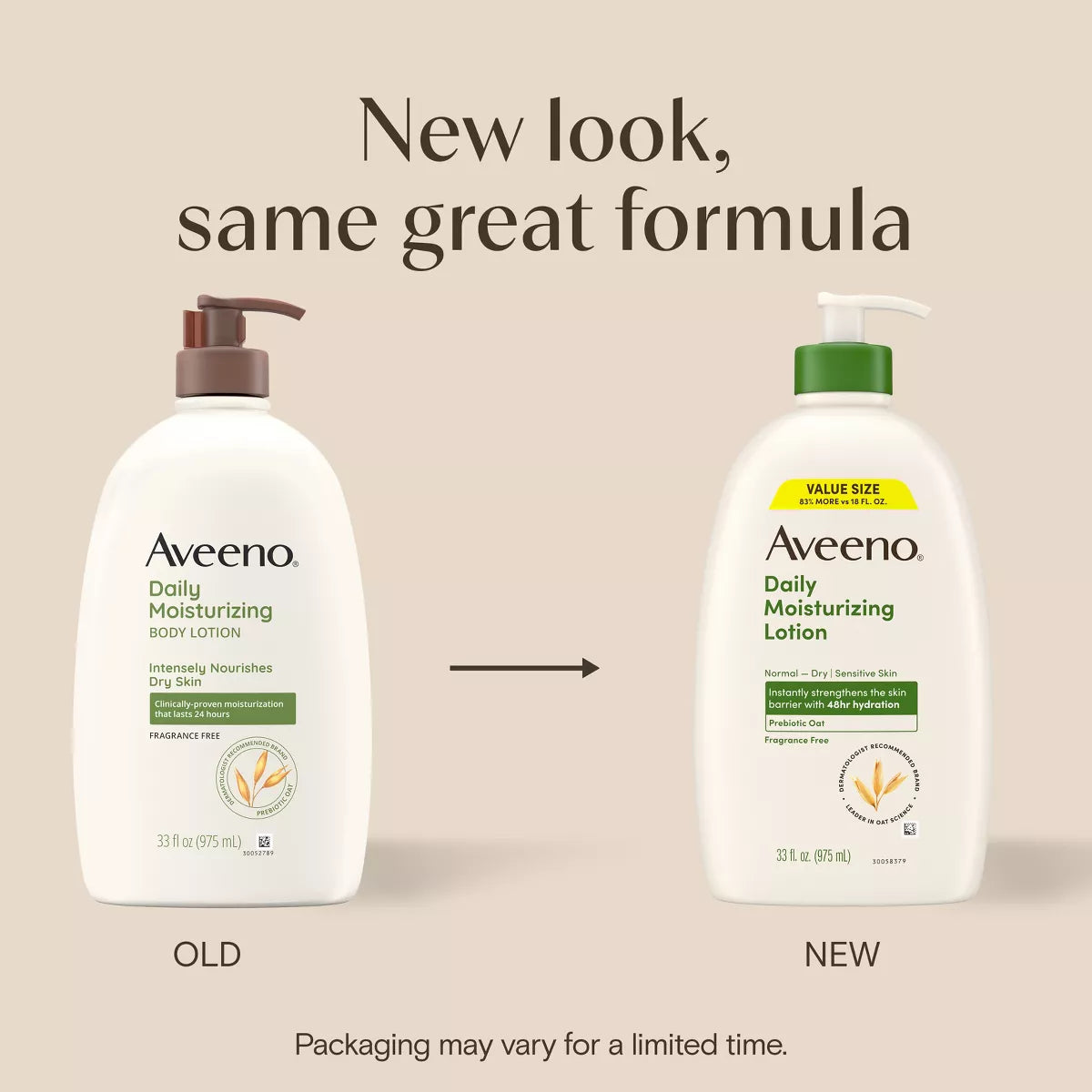 Aveeno Daily Moisturizing Lotion for Dry Skin with Soothing Oats and Rich Emollients, Fragrance-Free Formula