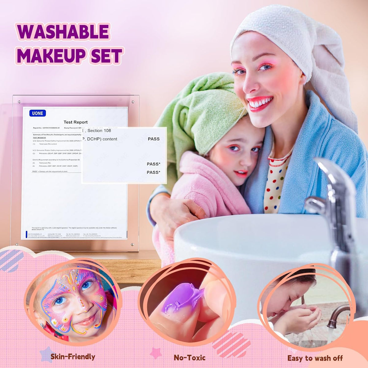 Beayuck Kids Makeup Kit for Girls - Real Washable Cosmetic Set with Storage Case, Ideal Play Makeup Set for Ages 3 to 12, Perfect Gift for Christmas and Birthdays, Purple