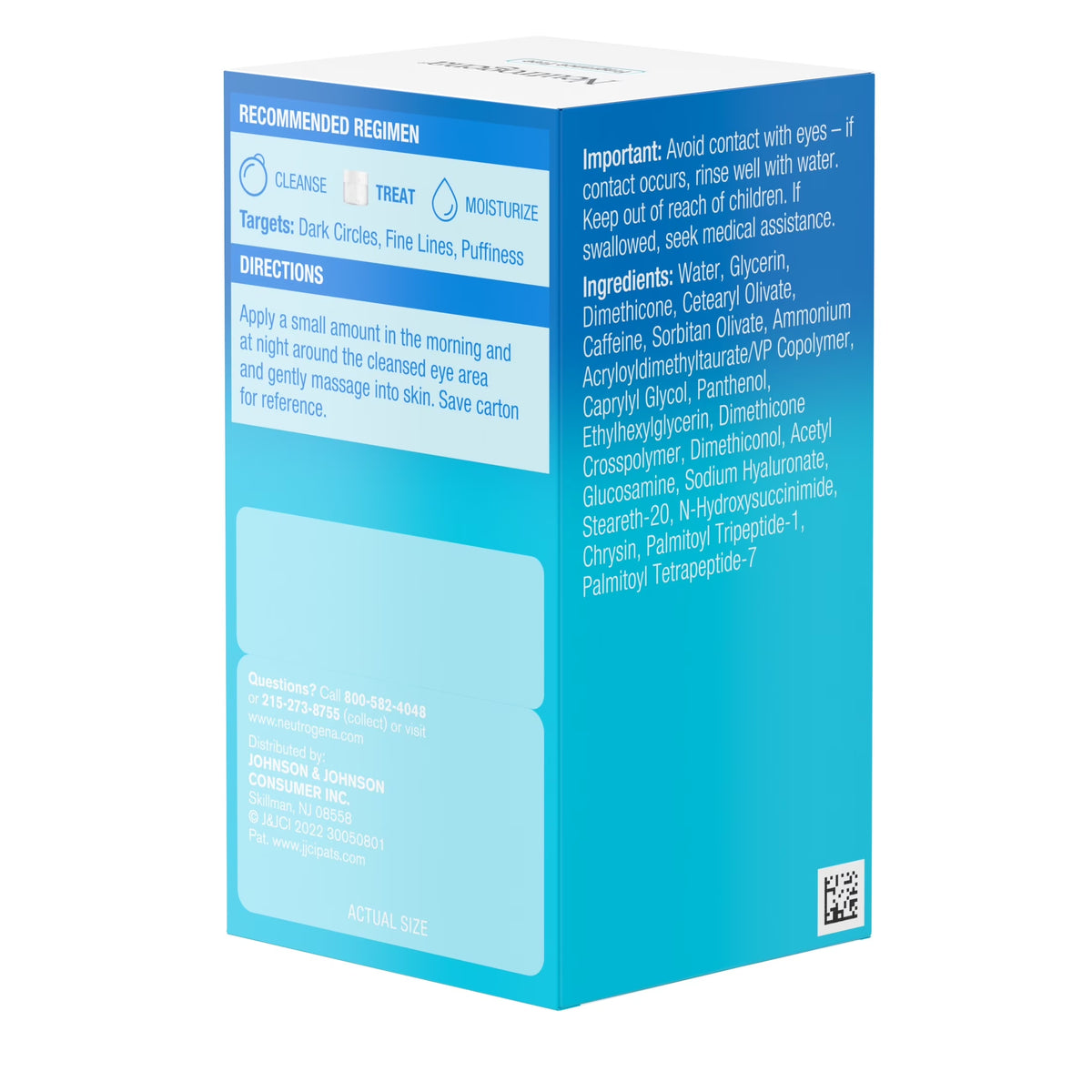 Hydro Boost+ Caffeine Eye Gel Cream, Unscented, 0.5 oz
