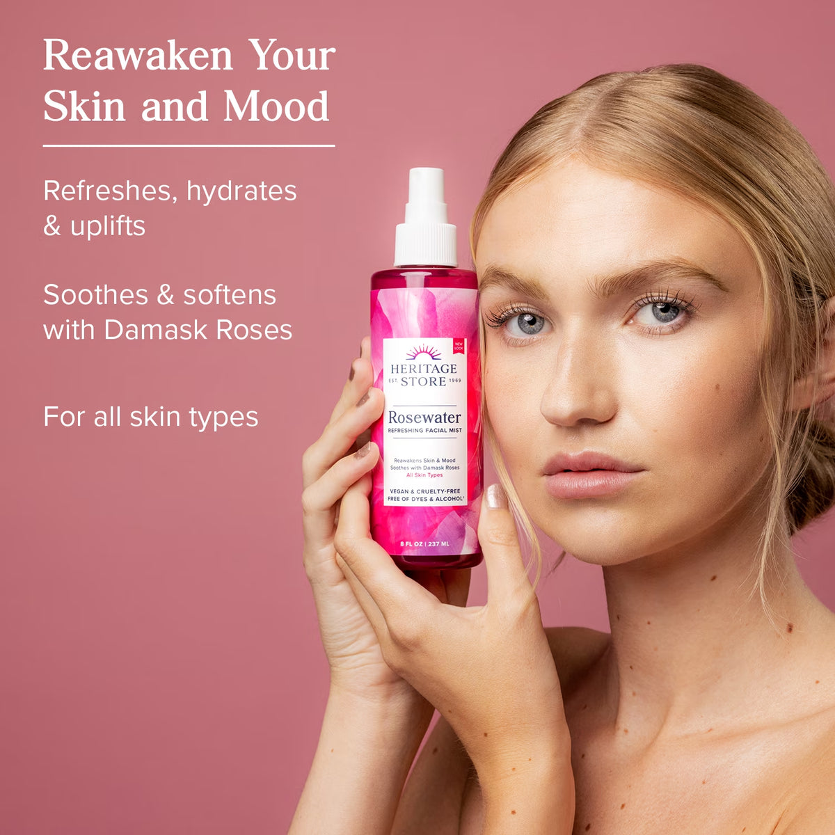 Rosewater Facial Mist - Hydrating Face Spray, 2 Fl Oz
