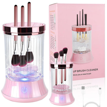 Electric Makeup Brush Cleaner Machine - USB-Powered Automatic Spinner with Dual Cleaning Modes, Portable Deep Cleaning Solution for Cosmetic Brushes, Pink