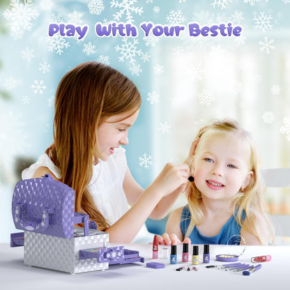 56-Piece Children's Makeup Set, Washable Real Cosmetic Kit for Toddlers