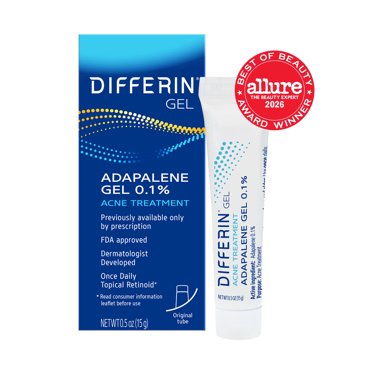 Adapalene 0.1% Retinoid Acne Treatment Gel, Fragrance-Free, 15g Tube - Prescription Strength for Effective Acne Clearance and Prevention