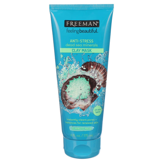 Dead Sea Minerals Anti-Stress Clay Facial Mask with Lavender and Bergamot for Balanced Skin Moisture and Cleared Pores, Suitable for All Skin Types, 6 Fl. Oz. / 175 Ml