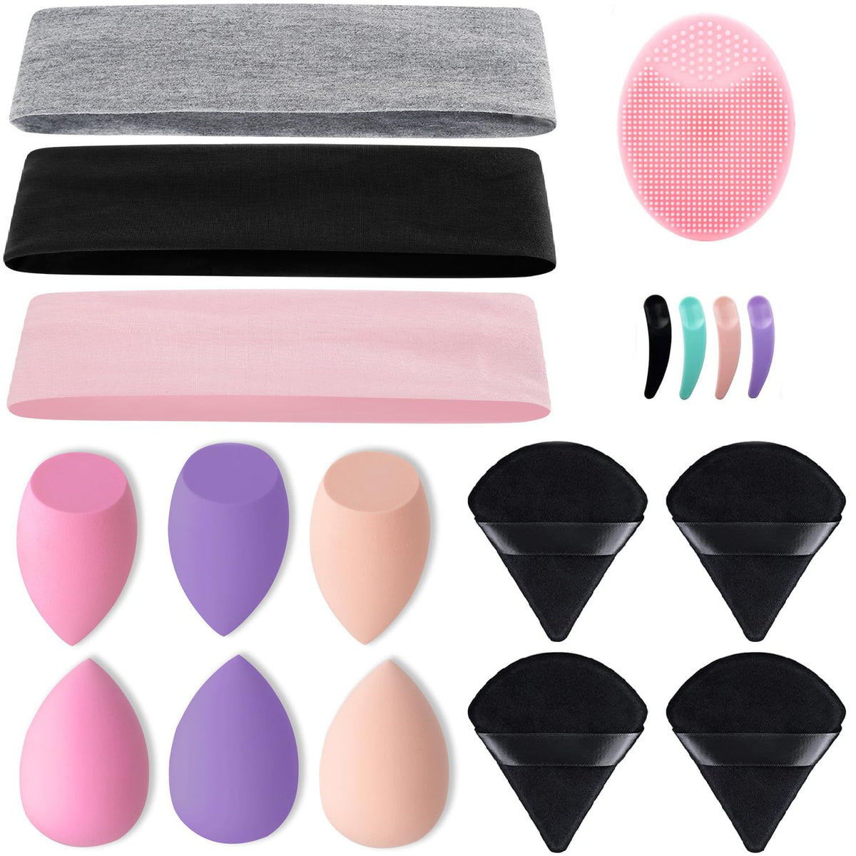 18-Piece Makeup Sponge Set - Cosmetic Applicators for Powder, Cream, and Liquid Foundations