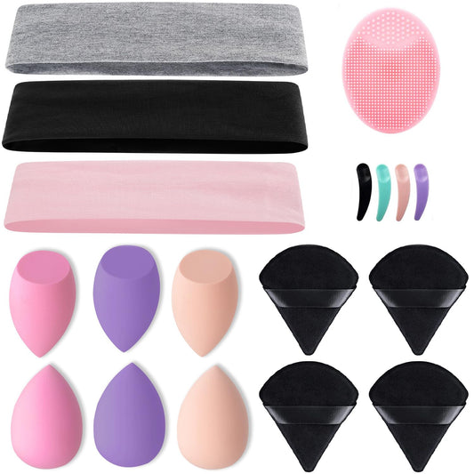 18-Piece Makeup Sponge Set - Cosmetic Applicators for Powder, Cream, and Liquid Foundations