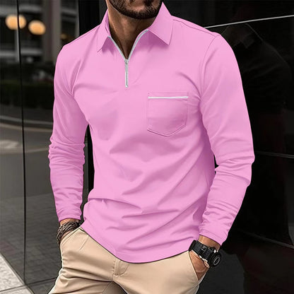 Men's Long Sleeve Zip Collar Shirt