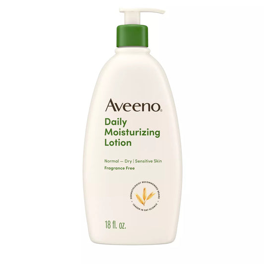 Aveeno Daily Moisturizing Lotion for Dry Skin with Soothing Oats and Rich Emollients, Fragrance-Free Formula
