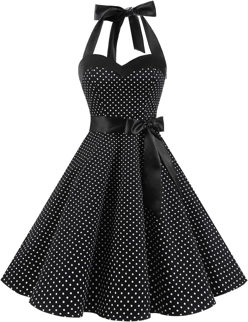 DRESSTELLS Women's Vintage 1950s Cocktail Dress - Retro Halter Swing Dress for Tea Parties