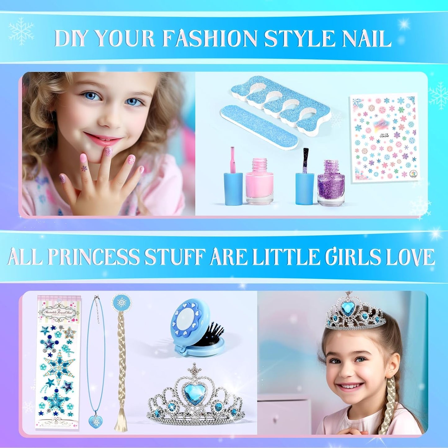 INNOCHEER Children's Makeup Set - Washable Frozen-Themed Makeup Kit for Girls, Ideal Birthday and Christmas Gift for Ages 3 to 12