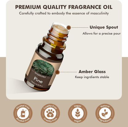 WUSEONY Classic Men's Fragrance Oil Collection - Essential Oils for Candle and Soap Making, Featuring Pine, Sweet Tobacco, Bay Rum, Cologne, Copaiba, and Sandalwood Scents