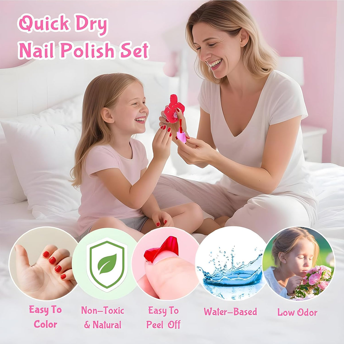 Delightful Children's Washable Makeup Kit with Mirror and Nail Polish - Perfect Pretend Play Beauty Set for Girls Ages 3 to 8