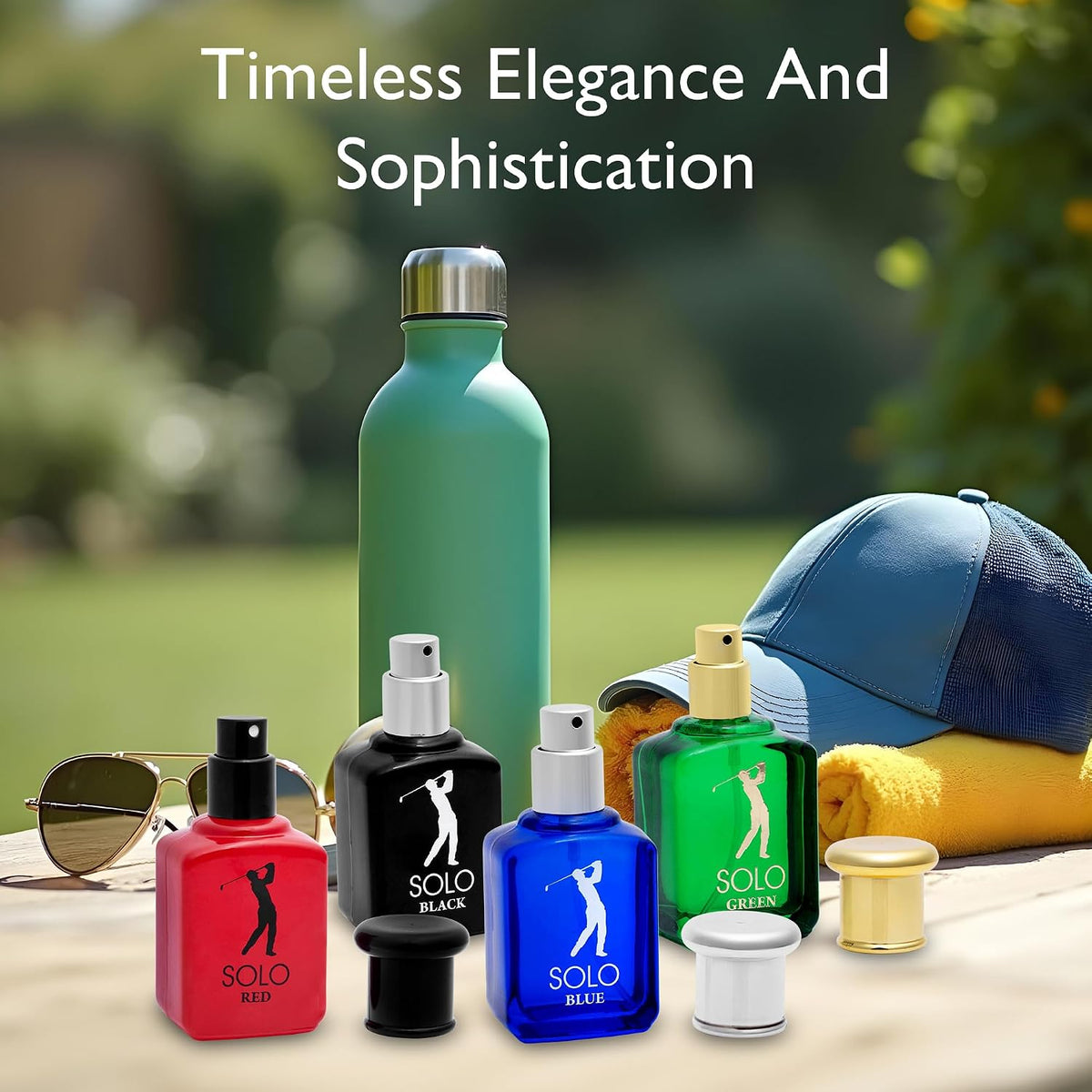 Elevate Your Scent Game with the Novoglow Solo 4-Piece Mini Eau de Parfum Set for Men - Includes Captivating Solo Red, Blue, Black & Green Fragrances - Perfect for Any Occasion!