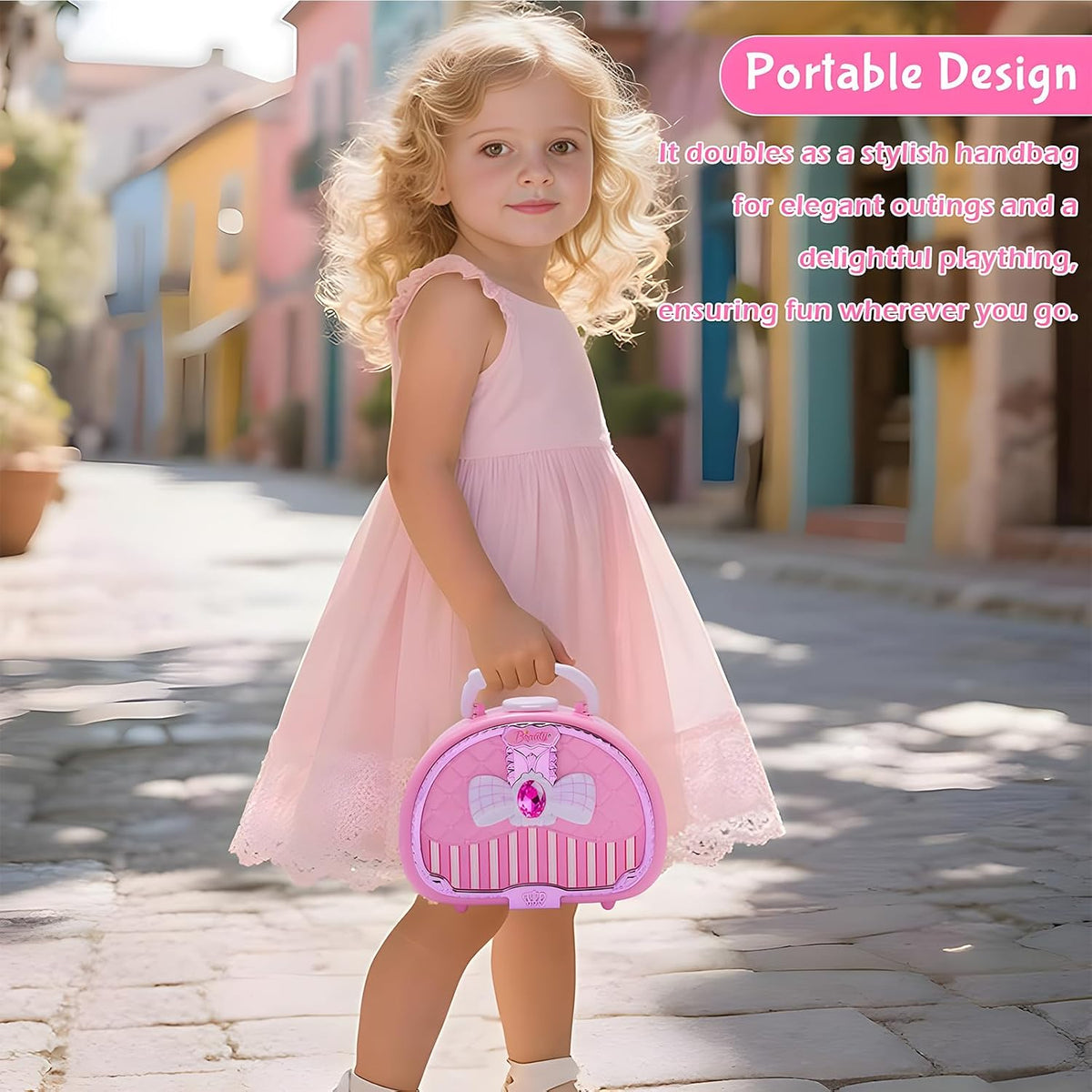 Delightful Children's Washable Makeup Kit with Mirror and Nail Polish - Perfect Pretend Play Beauty Set for Girls Ages 3 to 8