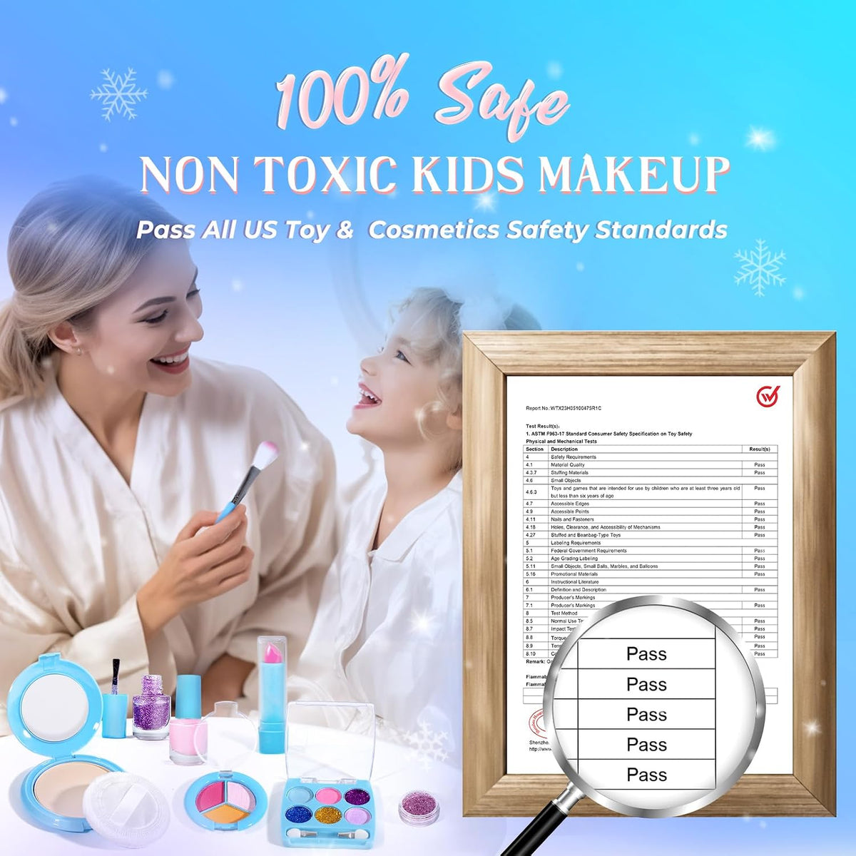 INNOCHEER Children's Makeup Set - Washable Frozen-Themed Makeup Kit for Girls, Ideal Birthday and Christmas Gift for Ages 3 to 12