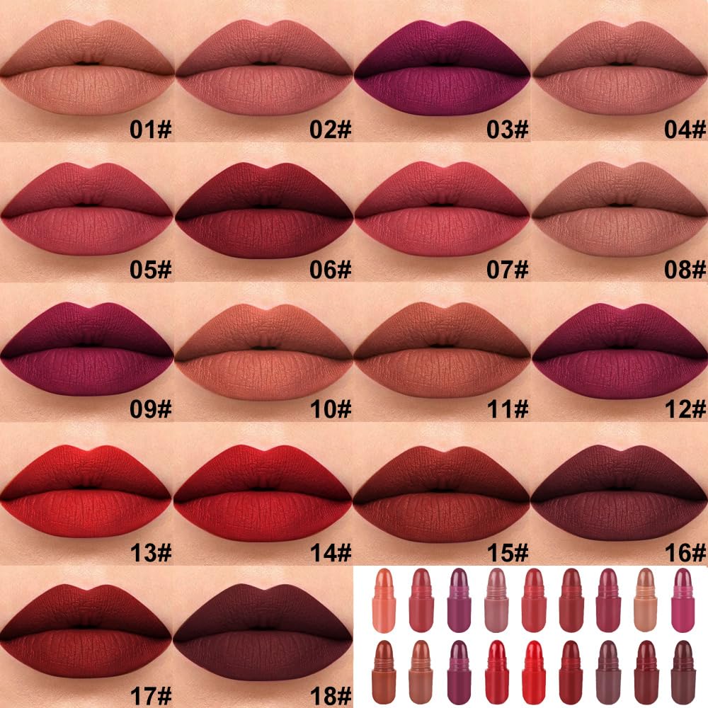 Elevate Your Look with the Evpct 18-Piece Mini Lipstick Capsule Set – Waterproof, Long-Lasting Matte Shades for Every Occasion