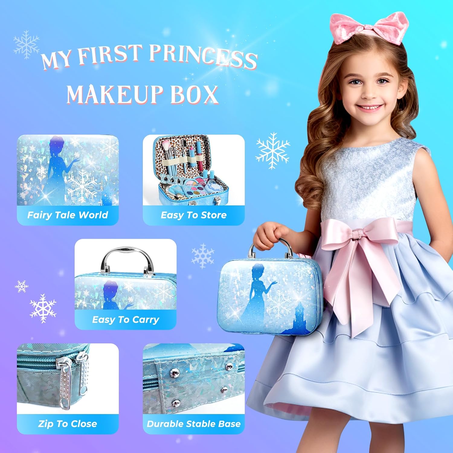 INNOCHEER Children's Makeup Set - Washable Frozen-Themed Makeup Kit for Girls, Ideal Birthday and Christmas Gift for Ages 3 to 12