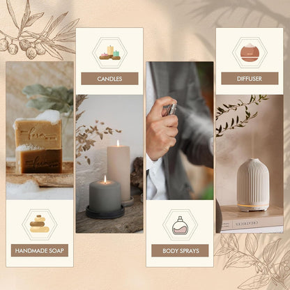 WUSEONY Classic Men's Fragrance Oil Collection - Essential Oils for Candle and Soap Making, Featuring Pine, Sweet Tobacco, Bay Rum, Cologne, Copaiba, and Sandalwood Scents