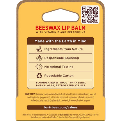 100% Natural Origin Peppermint Beeswax Lip Balm, 0.15 Oz (Single Pack)
