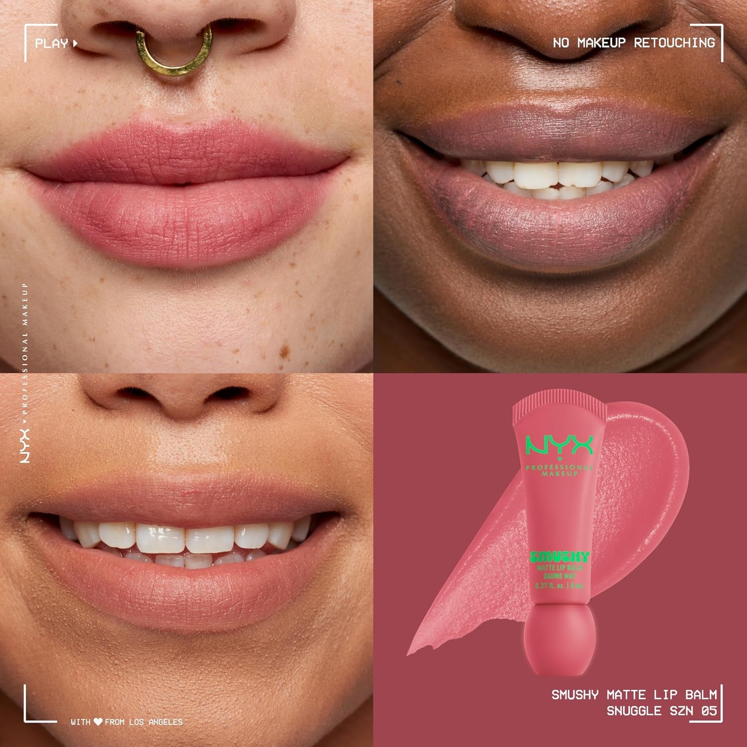 NYX Professional Makeup Smushy Matte Lip Balm - Tinted Lip Moisturizer with Soft Matte Finish in Snuggle SZN (Blush Nude)