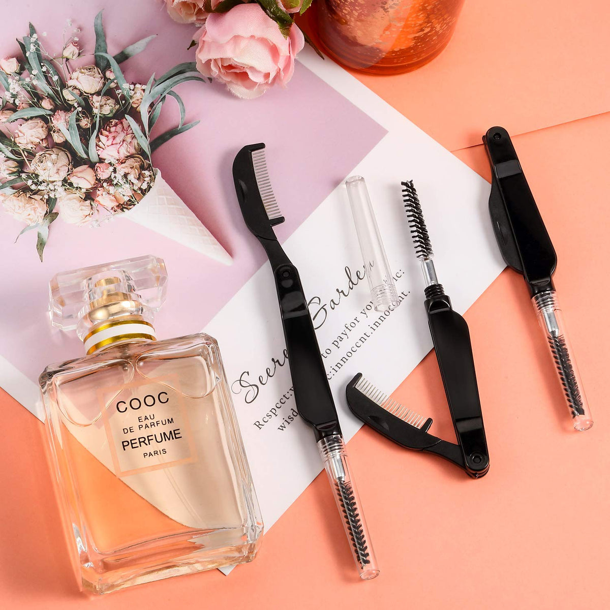 Boao 4-Piece Foldable Eyelash Separator and Eyebrow Comb Set