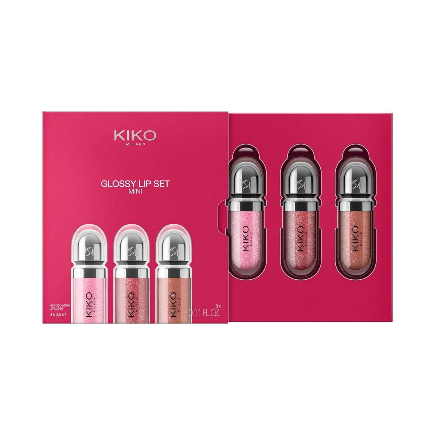 Kiko Milano Mini Glossy Lip Set: Trio of Hydrating Lip Glosses with 3D Volume Effect