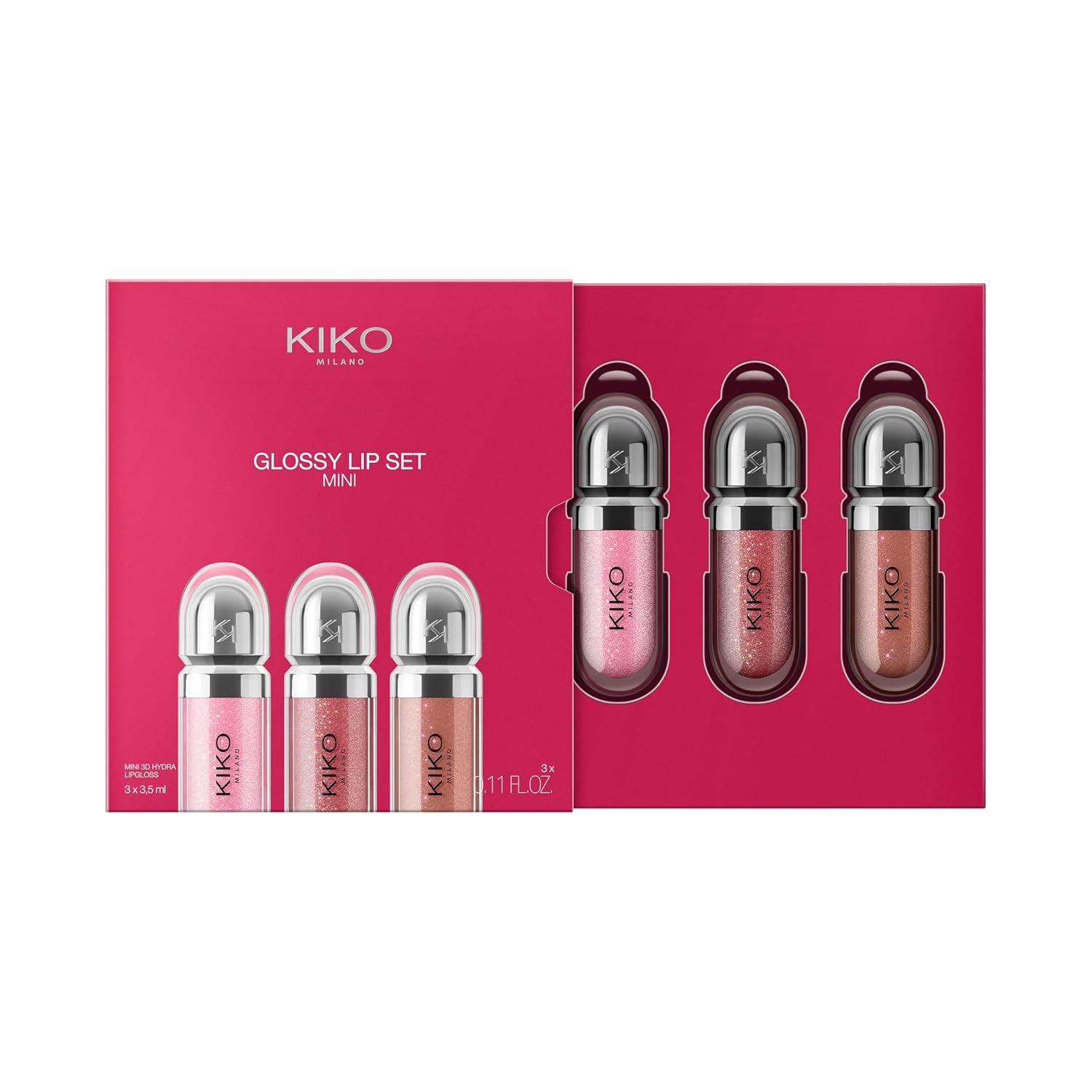 Kiko Milano Mini Glossy Lip Set: Trio of Hydrating Lip Glosses with 3D Volume Effect
