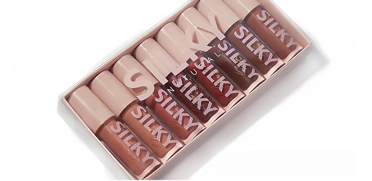 MAEPEOR 8-Piece Shiny Glossy Lip Gloss Set - Non-Sticky, Moisturizing, Long-Lasting Liquid Lipstick with High Shine & Shimmer for Women and Girls (Set 01)