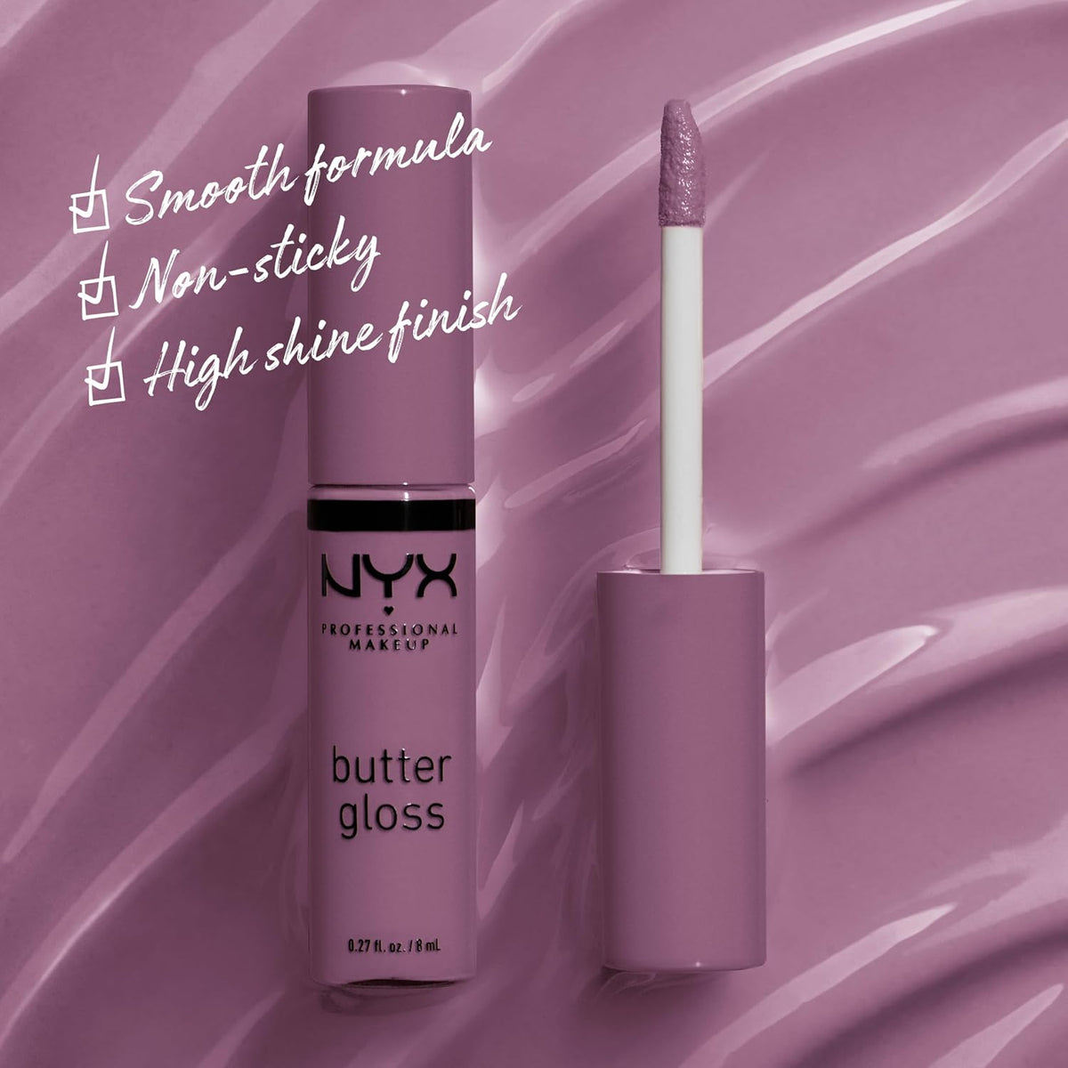 NYX Professional Makeup Butter Gloss - Non-Sticky Lip Gloss in Marshmallow (Muted Lilac)