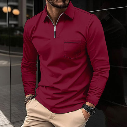 Men's Long Sleeve Zip Collar Shirt