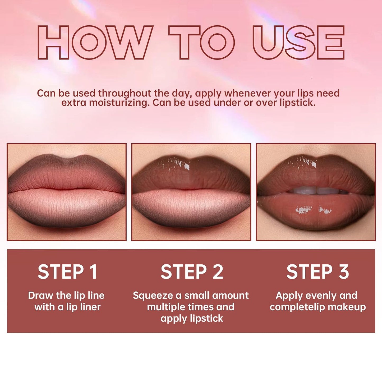 HOSAILY Nourishing Lip Gloss and Brown Lip Liner Duo, Hydrating Plumping Lip Glow Oil Set for Women, Moisturizing Lightweight Long-Lasting High Shine Lip Tint, Mini Liquid Lipstick Makeup Collection